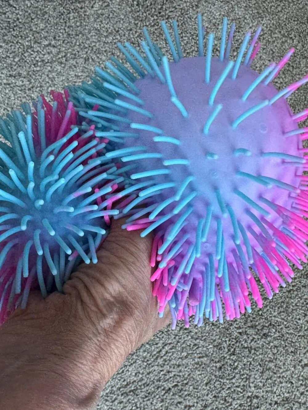 2 Balls designed for sensory development in infants and toddlers. 5” and 7”